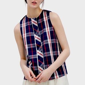 Zara Trafaluc plaid button down sleeveless top